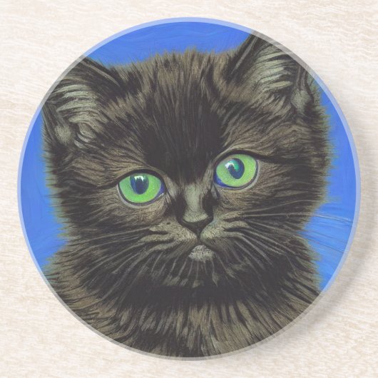 Van Gogh Style Black Kitten Getränkeuntersetzer (Vorne)