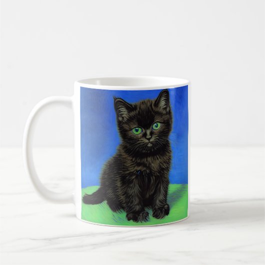 Van Gogh Style Black Kitten Kaffeetasse (Links)