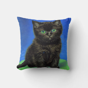 Van Gogh Style Black Kitten Kissen