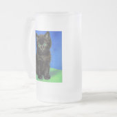 Van Gogh Style Black Kitten Mattglas Bierglas (Vorderseite Links)