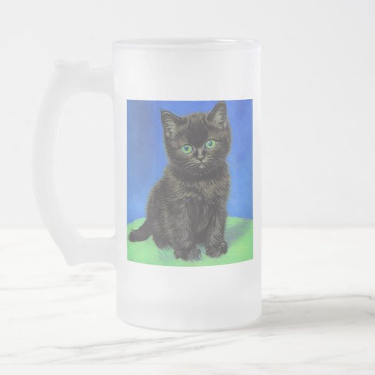 Van Gogh Style Black Kitten Mattglas Bierglas (Links)