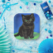 Van Gogh Style Black Kitten Pappteller (Party)