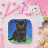 Van Gogh Style Black Kitten Pappteller (Party)