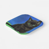 Van Gogh Style Black Kitten Pappteller (Gewinkelt)