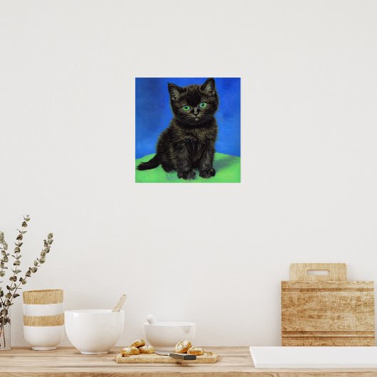 Van Gogh Style Black Kitten Poster (Küche)