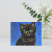 Van Gogh Style Black Kitten Postkarte (Stehend Vorderseite)