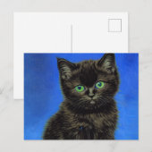 Van Gogh Style Black Kitten Postkarte (Vorne/Hinten)