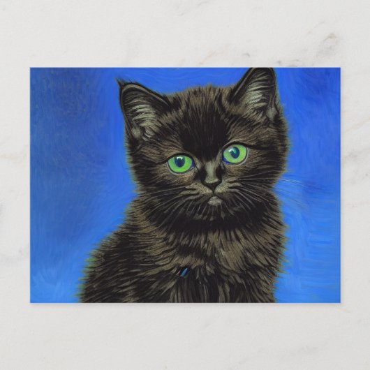 Van Gogh Style Black Kitten Postkarte (Vorderseite)