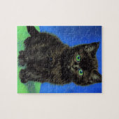 Van Gogh Style Black Kitten Puzzle (Horizontal)