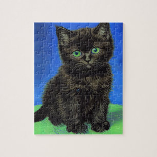 Van Gogh Style Black Kitten Puzzle