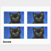 Van Gogh Style Black Kitten Rechteckiger Aufkleber (Blatt)