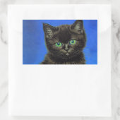 Van Gogh Style Black Kitten Rechteckiger Aufkleber (Tasche)