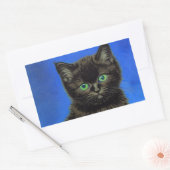 Van Gogh Style Black Kitten Rechteckiger Aufkleber (Umschlag)