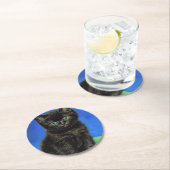 Van Gogh Style Black Kitten Runder Pappuntersetzer (Vor Ort)