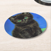Van Gogh Style Black Kitten Runder Pappuntersetzer (Angewinkelt)