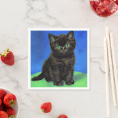 Van Gogh Style Black Kitten Serviette (Beispiel)