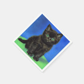 Van Gogh Style Black Kitten Serviette (Ecke)