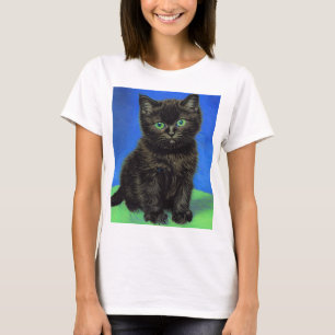Van Gogh Style Black Kitten T-Shirt