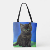 Van Gogh Style Black Kitten Tasche (Rückseite)