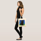 Van Gogh Style Black Kitten Tragetasche (Vorderseite (Model))