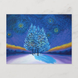 Van Gogh Style Blue Christmas Feiertagspostkarte