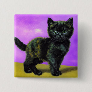 Van Gogh Style Cat Button