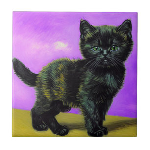 Van Gogh Style Cat Fliese