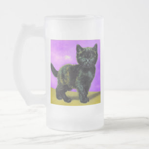 Van Gogh Style Cat Mattglas Bierglas