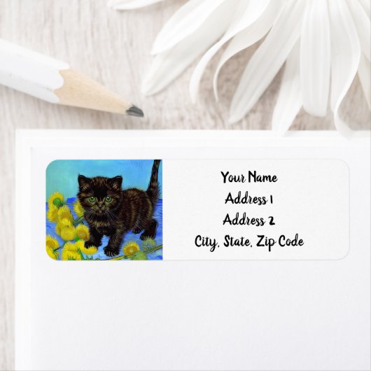 Van Gogh Style Cat mit Sonnenblumen (Insitu)