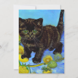 Van Gogh Style Cat mit Sonnenblumen Ankündigung