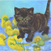 Van Gogh Style Cat mit Sonnenblumen Aufkleber (Vorderseite)