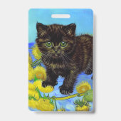 Van Gogh Style Cat mit Sonnenblumen Ausweis (Rückseite)