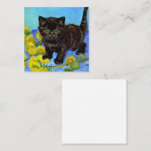 Van Gogh Style Cat mit Sonnenblumen Begleitkarte (Vorne/Hinten)