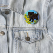 Van Gogh Style Cat mit Sonnenblumen Button (Beispiel)