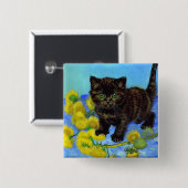 Van Gogh Style Cat mit Sonnenblumen Button (Vorne & Hinten)
