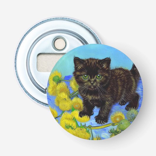 Van Gogh Style Cat mit Sonnenblumen Flaschenöffner (Vorderseite)