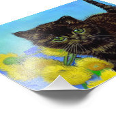Van Gogh Style Cat mit Sonnenblumen Fotodruck (Ecke)
