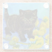 Van Gogh Style Cat mit Sonnenblumen Glasuntersetzer (Rückseite)