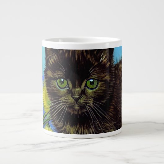 Van Gogh Style Cat mit Sonnenblumen Jumbo-Tasse (Vorderseite)