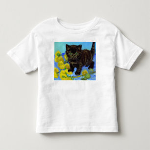 Van Gogh Style Cat mit Sonnenblumen Kleinkind T-shirt