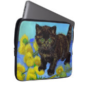 Van Gogh Style Cat mit Sonnenblumen Laptopschutzhülle (Vorne Rechts)