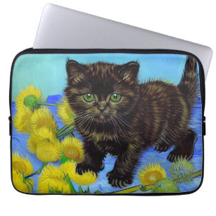 Van Gogh Style Cat mit Sonnenblumen Laptopschutzhülle