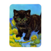 Van Gogh Style Cat mit Sonnenblumen Magnet (Vertikal)