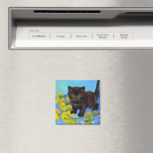 Van Gogh Style Cat mit Sonnenblumen Magnet (In Situ (Geschirrspüler))