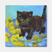 Van Gogh Style Cat mit Sonnenblumen Magnet (Vorne)