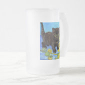 Van Gogh Style Cat mit Sonnenblumen Mattglas Bierglas (VorderseiteRechts)