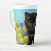 Van Gogh Style Cat mit Sonnenblumen Milchtasse (Linke Ecke)