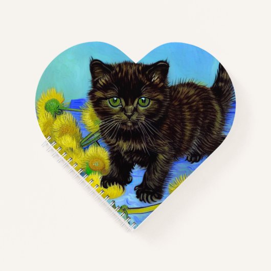 Van Gogh Style Cat mit Sonnenblumen Notizblock (Vorderseite)