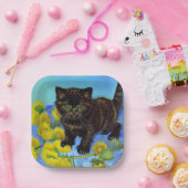 Van Gogh Style Cat mit Sonnenblumen Pappteller (Party)