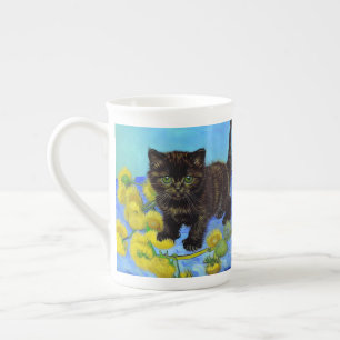 Van Gogh Style Cat mit Sonnenblumen Porzellantasse